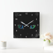 Black Kitty Quadratische Wanduhr (Zuhause)