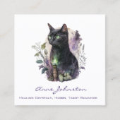 Black Kitty Square Business Card Quadratische Visitenkarte (Vorderseite)