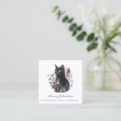 Black Kitty Square Business Card Quadratische Visitenkarte (Stehend Vorderseite)