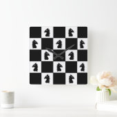 Black Knight Schach Game Quadratische Wanduhr (Zuhause)