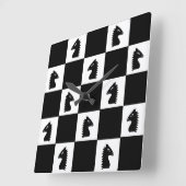 Black Knight Schach Game Quadratische Wanduhr (Winkel)