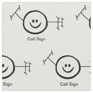 Black Kontur Happy Ham Logo und Call Sign Fabric Stoff