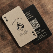 Black kraft Ace of spades barber shop Visitenkarte
