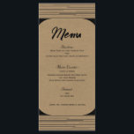 Black Kraft Minimal Moderne Lines Wedding Menu Menükarte<br><div class="desc">Entsprechende Elemente in diesem Design sind verfügbar.</div>