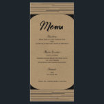 Black Kraft Minimal Moderne Lines Wedding Menu Menükarte<br><div class="desc">Entsprechende Elemente in diesem Design sind verfügbar.</div>