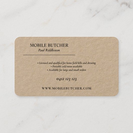 Black & Kraft Mobile Buttons Bauer Visitenkarte (Rückseite)