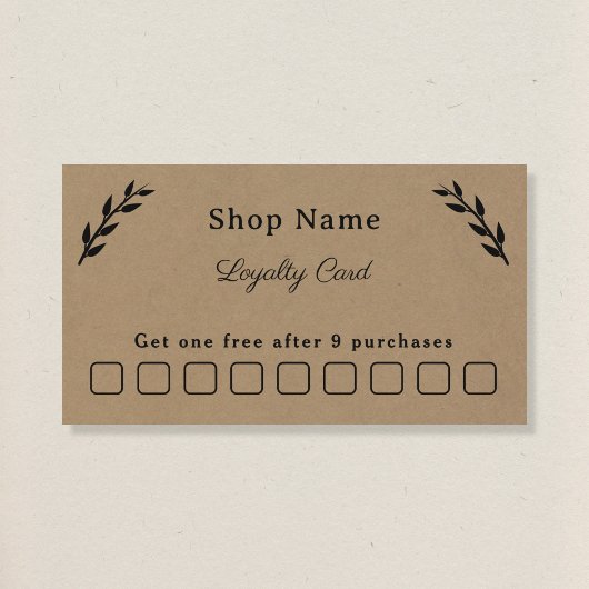 Black, Kraft & Rustic Loyalty Card Visitenkarte
