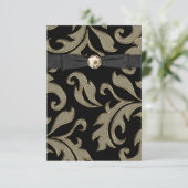 Black Krawatte Black Gold Damask Party Einladung U (Stehend Vorderseite)