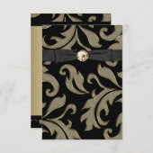 Black Krawatte Black Gold Damask Party Einladung U (Vorne/Hinten)