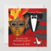Black Krawatte Corporate Formal Masquerade Ball Einladung (Vorderseite)