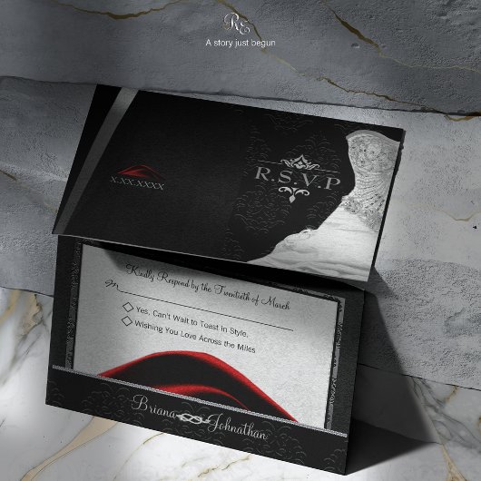 Black Krawatte Diamond RSVP Karte