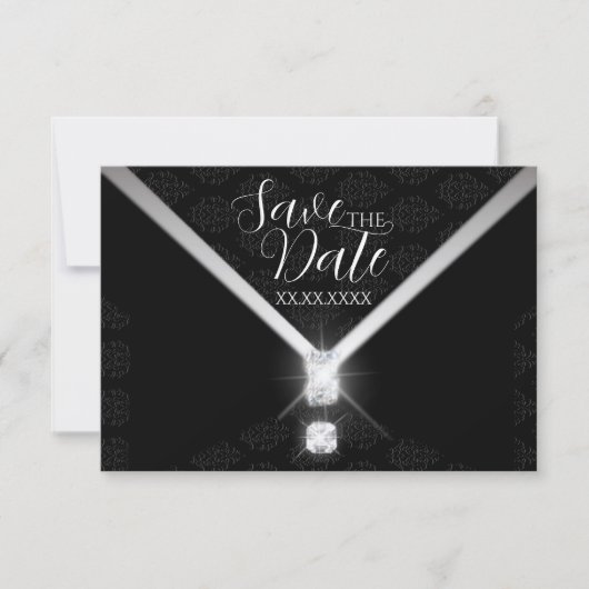 Black Krawatte Diamond Save the Date (Vorderseite)