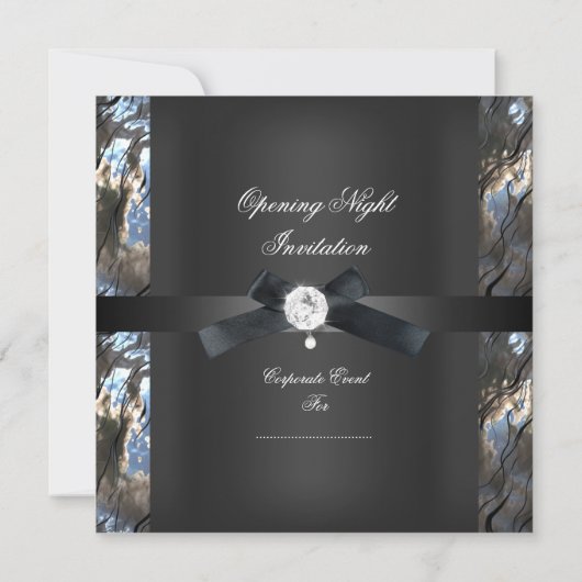 Black Krawatte Dinner Silver Black 2 Einladung (Rückseite)