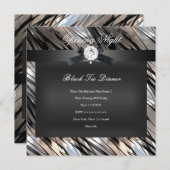 Black Krawatte Dinner Silver Sepia Schwarz Einladung (Vorne/Hinten)