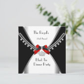 Black Krawatte Dinner White Red Bow Party 3 Einladung (Stehend Vorderseite)