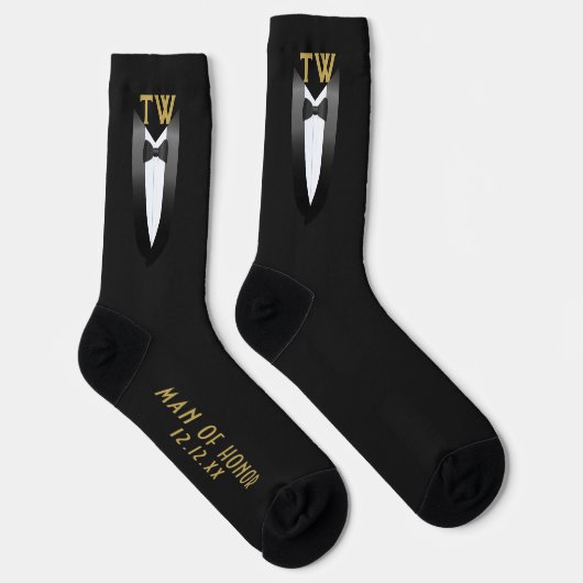 Black Krawatte Gatsby Man of Ehre Funny Tuxedo Wed Socken (Rechts)
