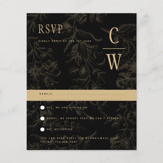 Black Krawatte Hochzeitthema Vintag Gold Damask (Vorderseite)