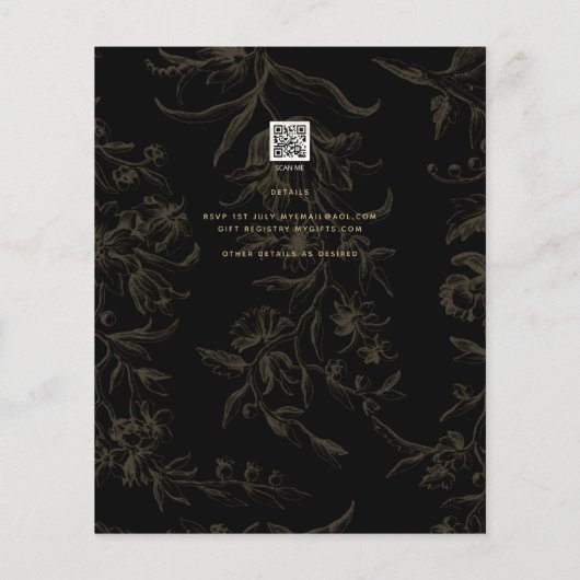 Black Krawatte Hochzeitthema Vintag Gold Damask (Rückseite)