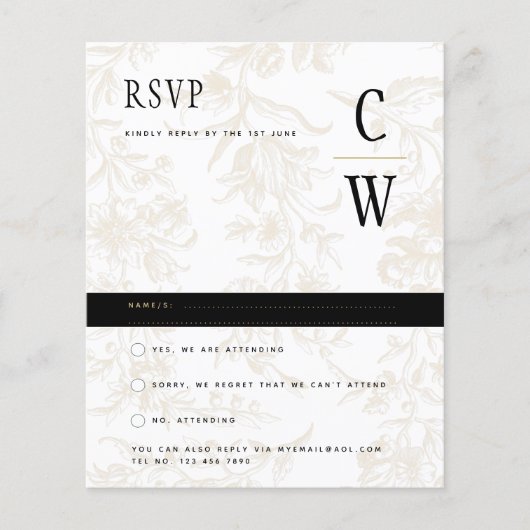 Black Krawatte Hochzeitthema Vintag Gold Damask Flyer (Vorne)