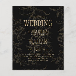 Black Krawatte Hochzeitthema Vintag Gold Damask Flyer