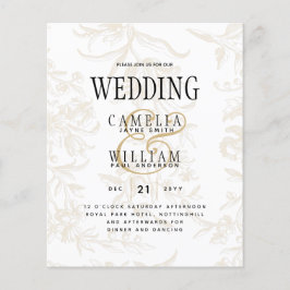 Black Krawatte Hochzeitthema Vintag Gold Damask Flyer