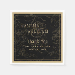 Black Krawatte Hochzeitthema Vintag Gold Damask Serviette