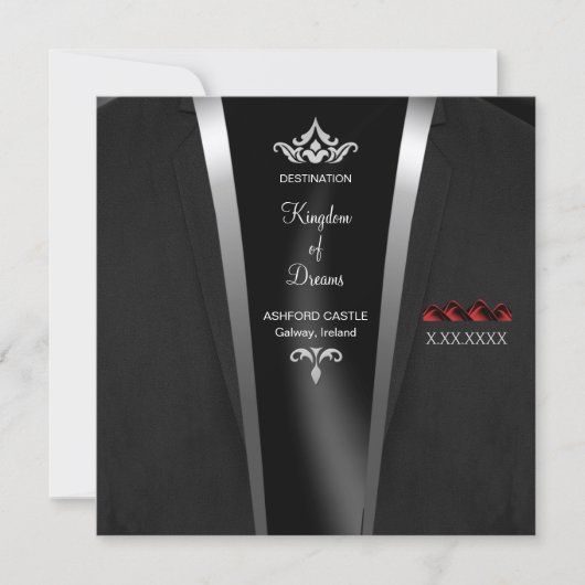 Black Krawatte Luxe Reiseziel Einladung (Vorderseite)