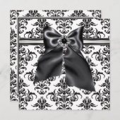 Black Krawatte Party Black Damask Party Einladung (Vorne/Hinten)