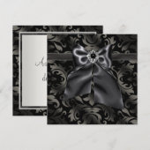 Black Krawatte Party Black Damask Party Einladung (Vorne/Hinten)