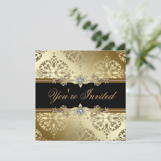 Black Krawatte Party Einladung (Stehend Vorderseite)