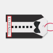 Black Krawatte Tuxedo 🎩 Funny Monogram Geschenkanhänger (Vorderseite (Horizontal))