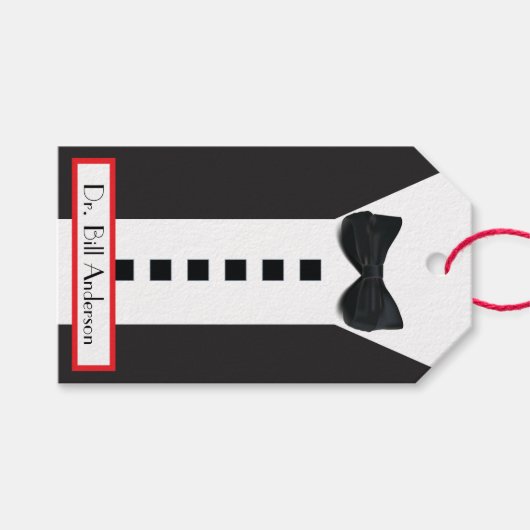 Black Krawatte Tuxedo 🎩 Funny Monogram Geschenkanhänger (Vorderseite (Horizontal))