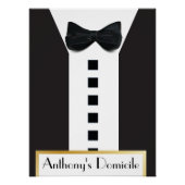 Black Krawatte Tuxedo 🎩 Funny Monogram Poster (Vorderseite)