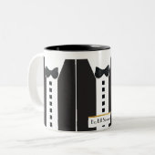 Black Krawatte Tuxedo 🎩 Funny Office Monogram Zweifarbige Tasse (Vorderseite Links)