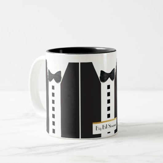 Black Krawatte Tuxedo 🎩 Funny Office Monogram Zweifarbige Tasse (Vorderseite Links)