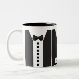 Black Krawatte Tuxedo 🎩 Funny Office Monogram Zweifarbige Tasse