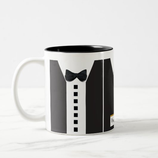 Black Krawatte Tuxedo 🎩 Funny Office Monogram Zweifarbige Tasse (Links)