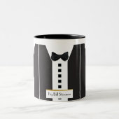Black Krawatte Tuxedo 🎩 Funny Office Monogram Zweifarbige Tasse (Mittel)