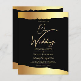 Black Krawatte Wedding Gold Foil Script Elegantes 