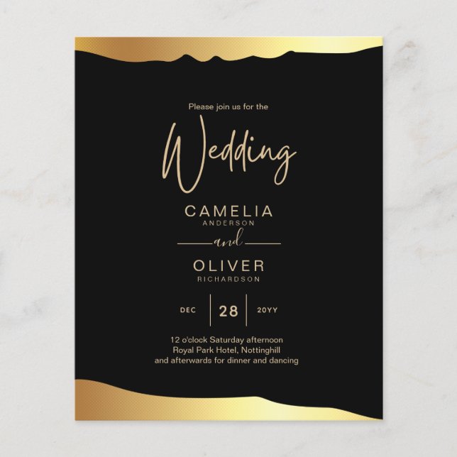 Black Krawatte Wedding Gold Foil Script Elegantes  (Vorderseite)