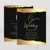 Black Krawatte Wedding Gold Foil Script Elegantes  (Vorne/Hinten)