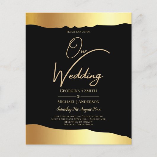 Black Krawatte Wedding Gold Foil Script Elegantes  (Vorderseite)