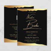 Black Krawatte Wedding Gold Foil Script Elegantes  (Vorne/Hinten)