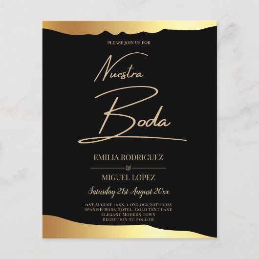 Black Krawatte Wedding Gold Foil Script Elegantes  (Vorderseite)