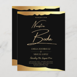 Black Krawatte Wedding Gold Foil Script Elegantes 