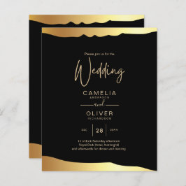Black Krawatte Wedding Gold Foil Script Elegantes 