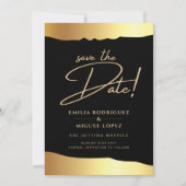 Black Krawatte Wedding Gold Foil Script Elegantes Einladung (Vorderseite)
