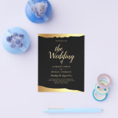 Black Krawatte Wedding Gold Foil Script Elegantes Flyer (Einzeln)
