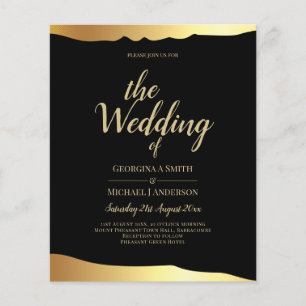 Black Krawatte Wedding Gold Foil Script Elegantes Flyer