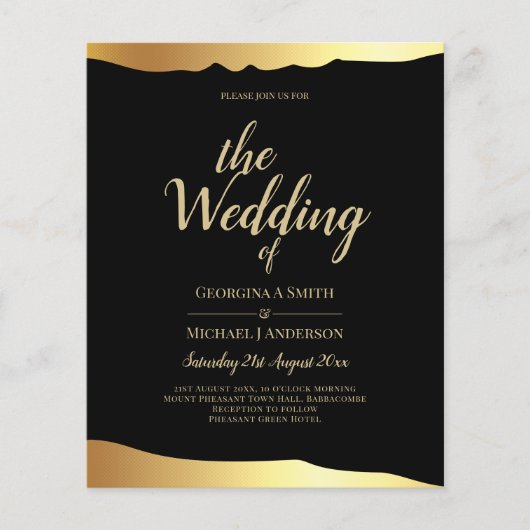 Black Krawatte Wedding Gold Foil Script Elegantes Flyer (Vorne)